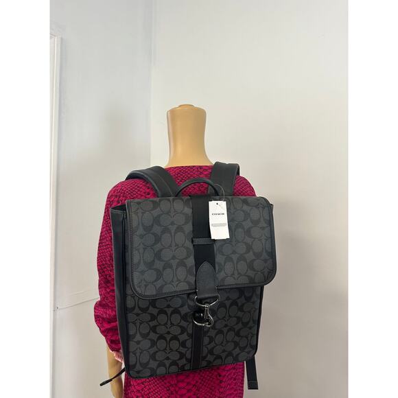 Coach CJ575 Blaine Backpack In Signature Canvas IN Charcoal - Picture 1 of 7